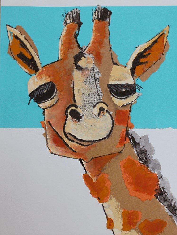 giraffe collage painting