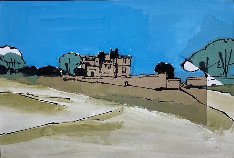 crewe castle collage painting