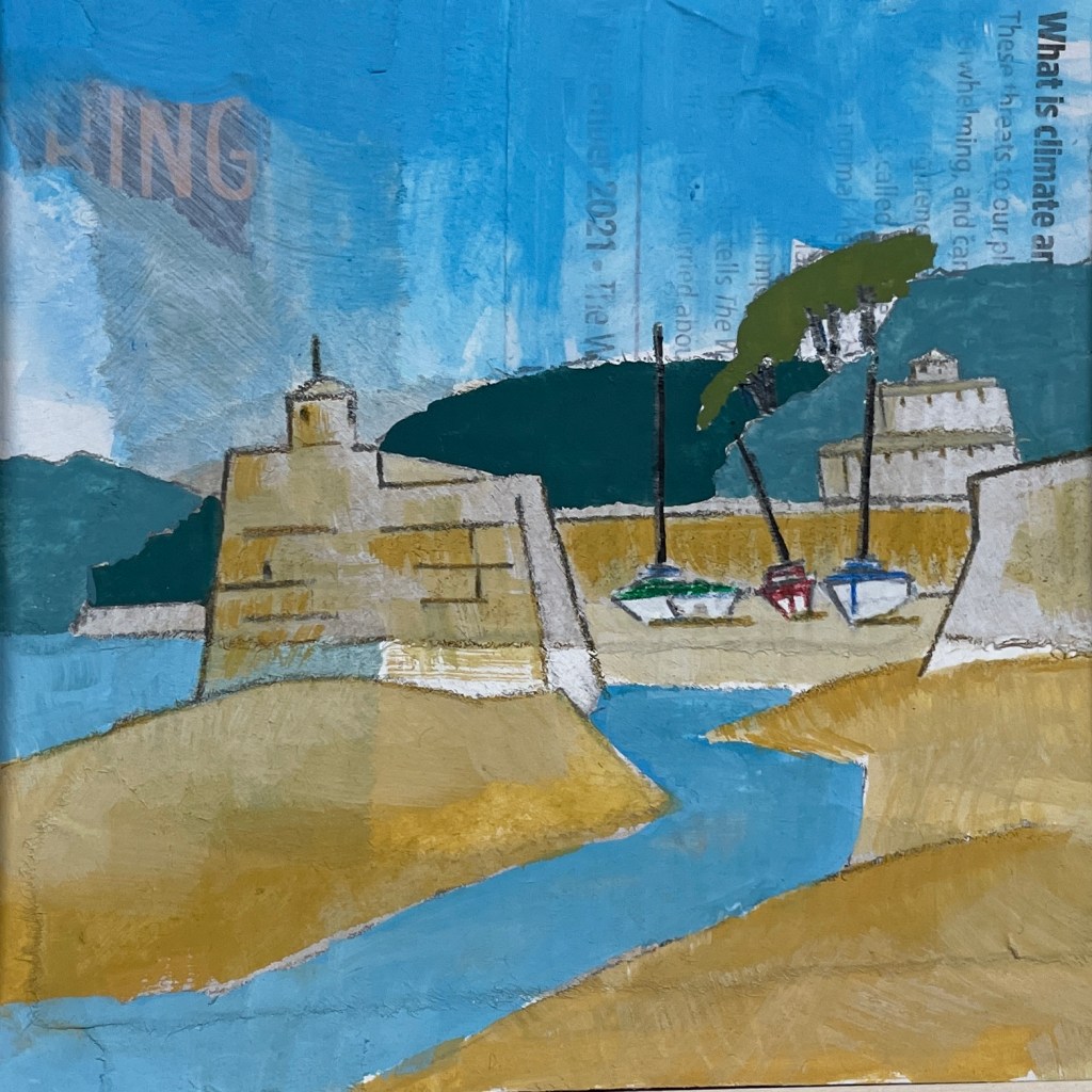 image Saundersfoot  harbour in collage
