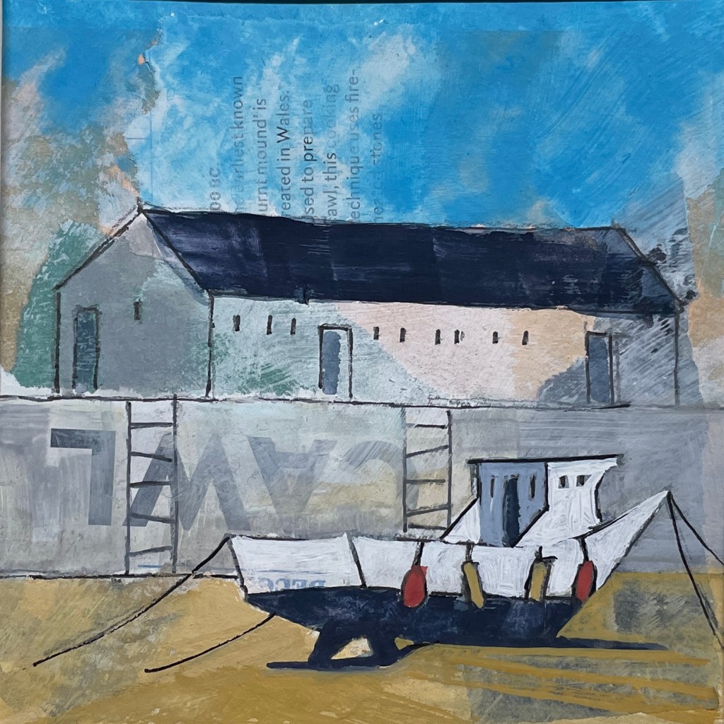 image collage boat at tenby harbour