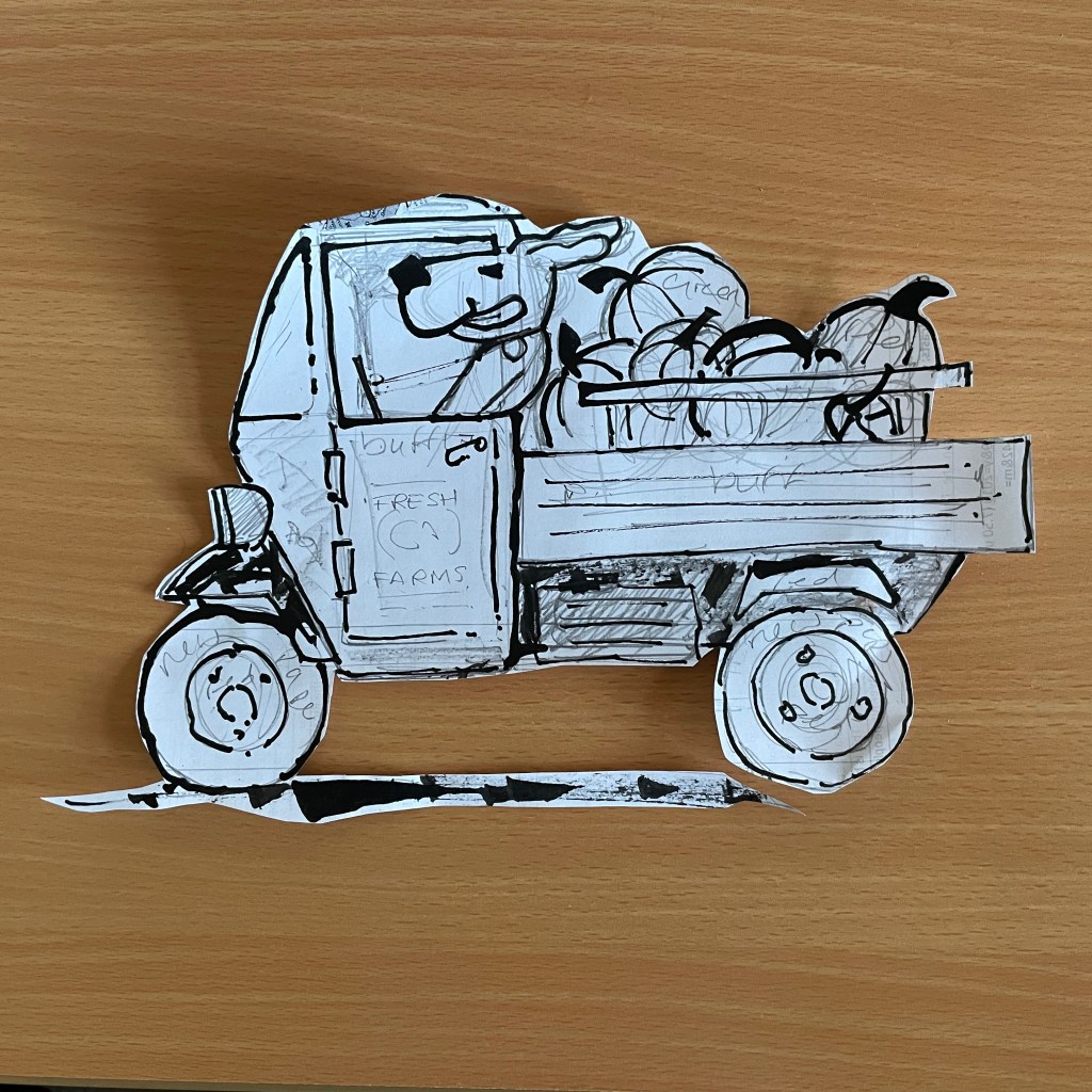 Slightly refined drawing in ink