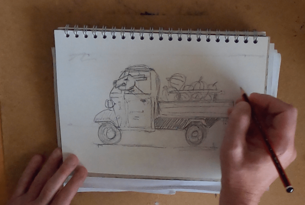 Image - First sketch of the idea in my sketchbook created in pencil