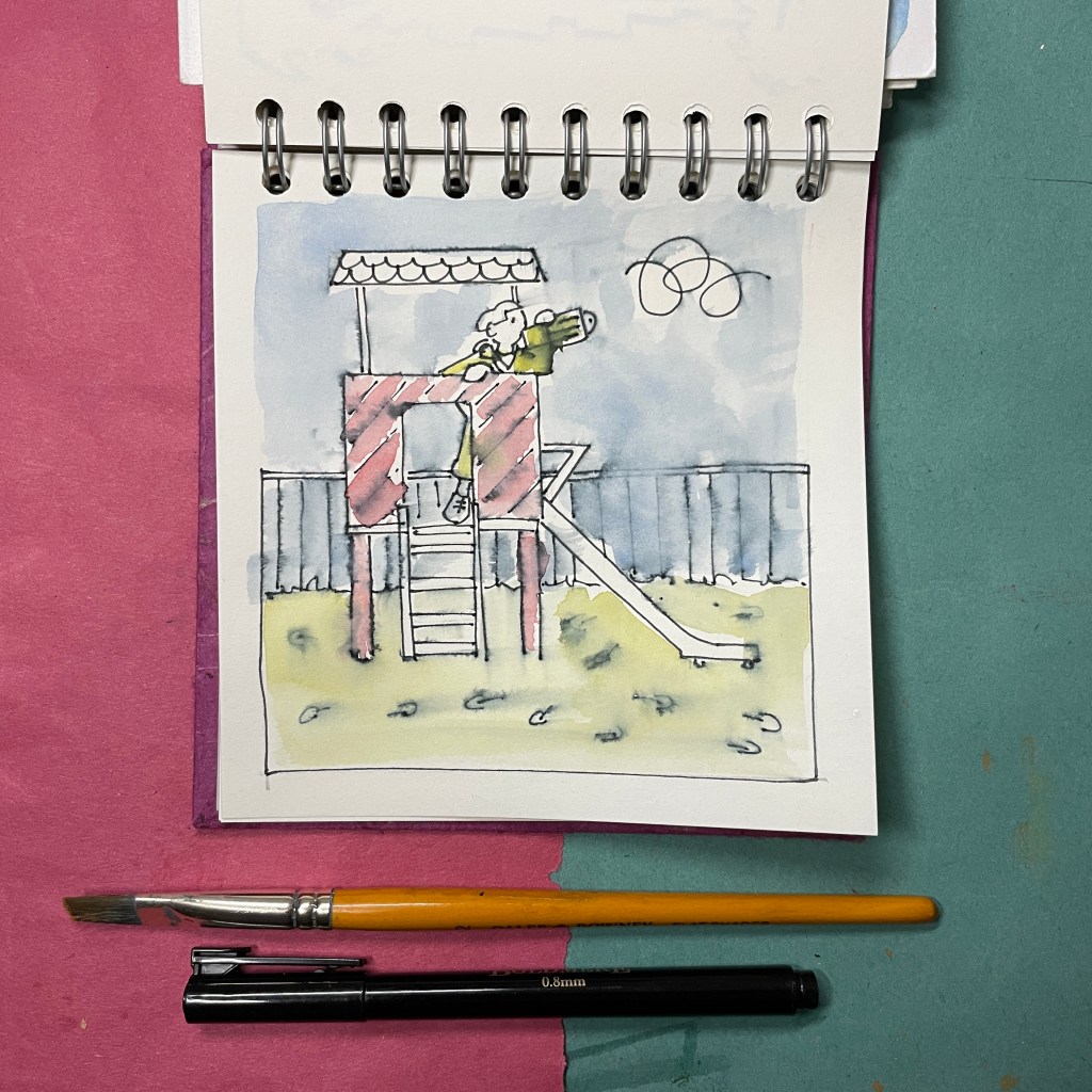 Pen and wash playground image
