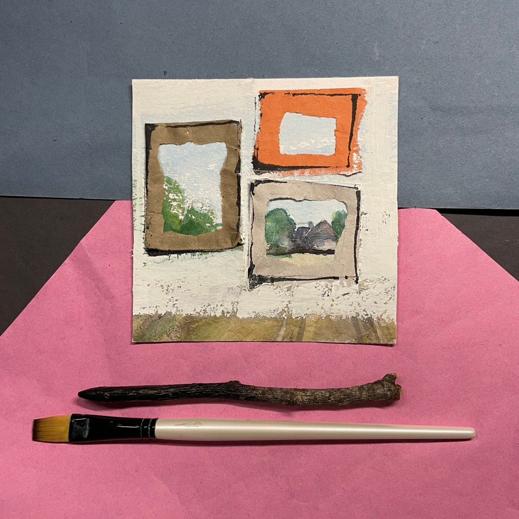 collage image of three photos hung on a wall