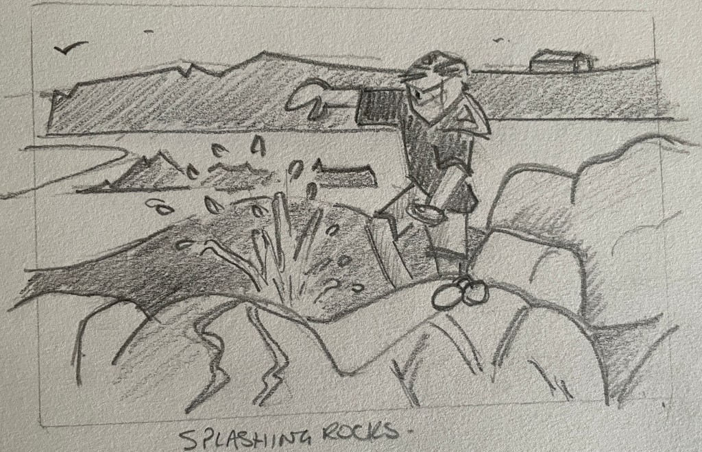 Sketchbook image of Splashing Stones