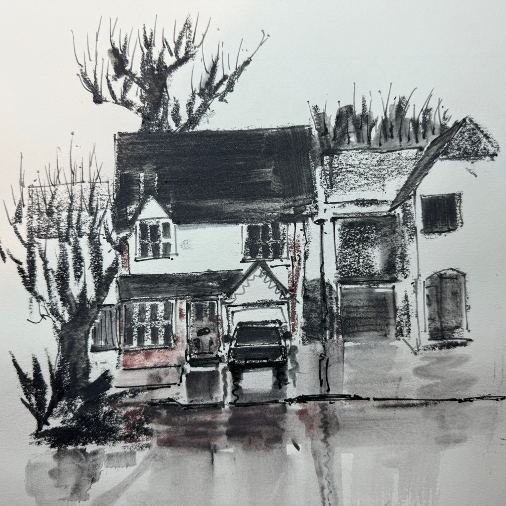 graphite block image of a house